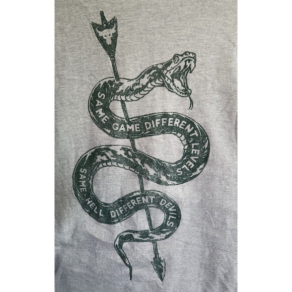 Under Armour Project Rock Tshirt Long Sleeve Gray w/ Green Snake Spellout Mens S - Picture 4 of 7